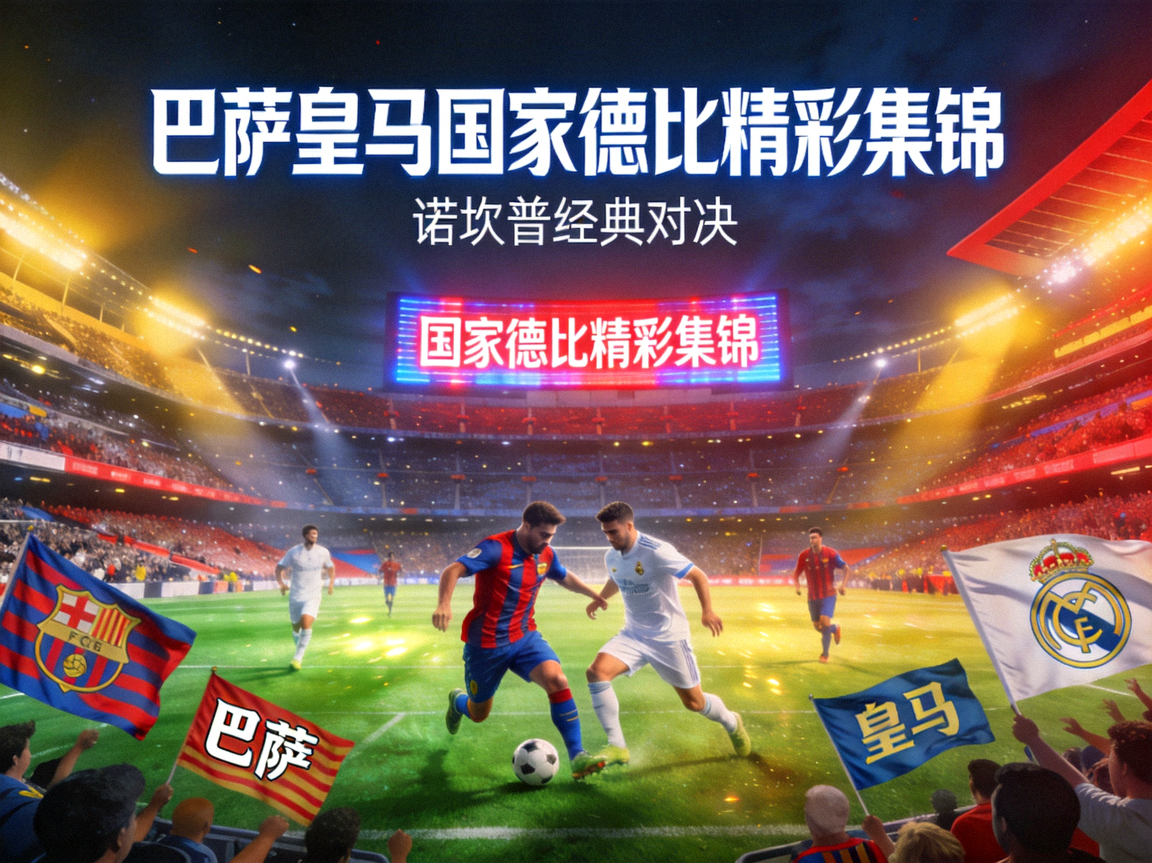 巴萨皇马国家德比精彩集锦封面，诺坎普球场灯光璀璨